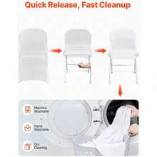 12 Pcs White Chair Covers Polyester Spandex Chair Cover Stretch Slipcovers For Wedding Party Dining Banquet Flat-Front Chair Covers GP - D - Xem 5