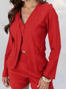 TETE FASHION Women's Tailored Set Double Vest Formal Shorts - MG ĐỎ - Xem 2
