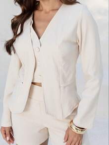 TETE FASHION Women's Tailored Set Double Vest Formal Shorts - RAW ARAK - View 2