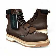Bota Agujeta BARBAS Purepecha Suela Antiderrapante Hombre Piel - Café - Ver 7