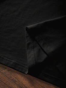 Camiseta de mujer de manga corta con cuello redondo, estampado de letras y corazones, para verano - Negro - Ver 4