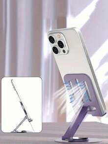 1pc 360° Rotating Universal Metal Phone & Tablet Stand - Waterproof, Shock-Absorbing, Adjustable And Compact - Durable Iron Structure, Smooth Rotation And Long-Lasting Use