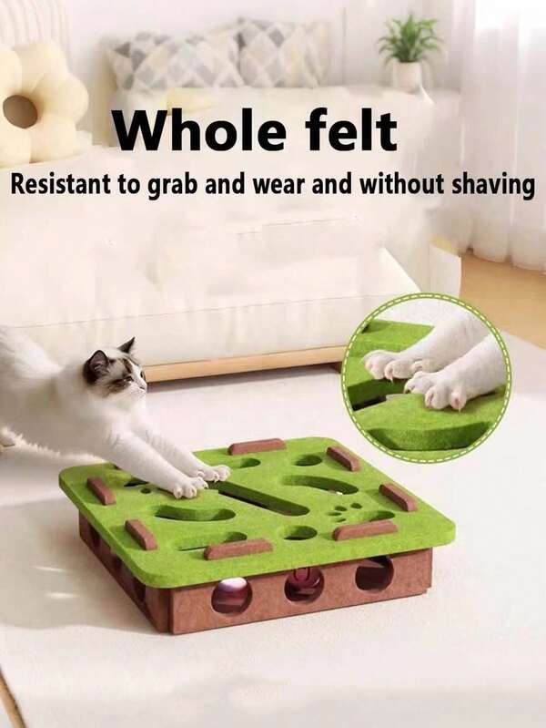 Pet Interactive Scratching Cat Toy With Paw Print Puzzle Box Durable Paw Grinding Post No Batteries Required Educational Exercise Design Indoor Cat Interactive Fun Games Suitable For All Breeds And Sizes Educational Exercise Design Pet Toy Holiday Gifts