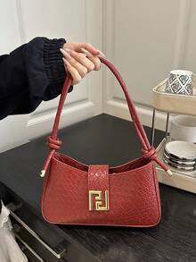 New Luxury Solid Color Versatile Women Shoulder Bag - Red - View 2