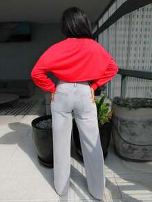 Steph T Damen Rundhals Pullover mit Buchstaben-Muster, lässig, Langarm, für Abschluss, Schulanfang, Outfits für Lehrerinnen, Herbst-Outfit für Schulanfang