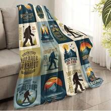 Deep Forest Theme, Bigfoot And Forest, Elk, Bear Patterns,Super Soft Flannel Printed  Blanket,As Birthday Gifts, Family, Wedding, Souvenir Blankets, Polyester Blankets Suitable For All Seasons, Washable, Machine Washable, Lightweight, Breathable, Comfortable, Warm, Unique, 280gsm For Him, Her Personalized Ideal Gifts For Her, Him, Family, Boyfriend, Girlfriend, Father, Family, Mother, Lover, Daughter, Son, Grandfather, Grandmother, Friend, Classmate, Pet.    Perfect Nap, Camping, Travel, Home, Daily Life, Office Decoration, Birthday, Anniversary, Valentine's Day, Thanksgiving, Christmas, Halloween, Mother's Day, Father's Day, Wedding, New Year Gifts ,Sofa,Bed,Car,Bedroom,Living Room,Office,  Outdoor Camping, Beach,Wall Decoration - 多色18 - 查看 4