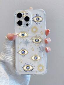 1pc Creative Glitter Moon Star Sun Pattern Transparent Shockproof Phone Case Compatible With Apple XS/XS Max/XR/11/12/13/14/14 Plus/15/15 Plus/16/16 Plus/7/8 Plus/17/17 Pro And Other Models - Multicolor - View 3