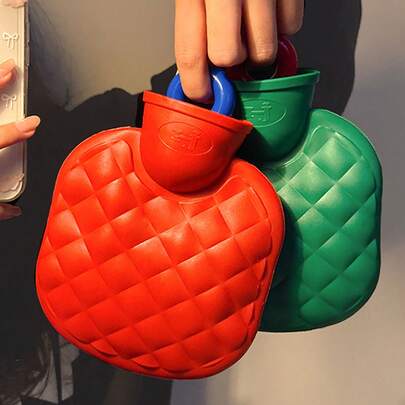 1pc Retro Minimalist Refillable Thick Anti-Explosion Plush Hot Water Bottle, Small Size Winter Warmer, Heating Pad