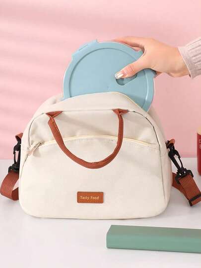 Bolsa de Almoço de Grande Capacidade com Alça de Ombro Ajustável | Bolsa de Armazenamento Unissex na Moda | Bolsa Isotérmica Sem Contato com Alimentos - Perfeita para Uso Diário em Casa, Escritório, Viagens ao Ar Livre, Acampamento | Caixa de Almoço com Fechamento de Zíper e Compartimento de Armazenamento Externo - Suprimentos de Cozinha, Acessórios de Viagem, Itens Essenciais Diários, Volta às Aulas