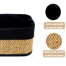 Cesta de almacenamiento de bambú fina, caja decorativa para juguetes infantiles, cesto para mantas, ropa y toallas, color blanco y negro, disponible en tres tamaños: 20 x 14 x 11 cm, 22 x 17 x 12 cm y 26 x 20 x 14 cm.