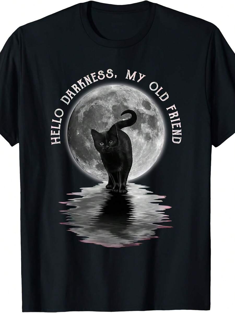 Black Cat Moon Halloween O Darkness My Old Friend T-Shirt - 款式3 - 查看 1