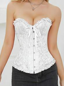 Corset casual pentru femei, din dantelă din poliester, stil corset, versatil pentru purtare zilnică