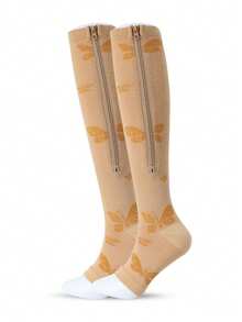 运动户外女式露趾压力袜 - 20-30mmHg 及膝支撑袜，侧拉链及膝袜，露趾设计，舒适透气 - 彩色 - 查看 24