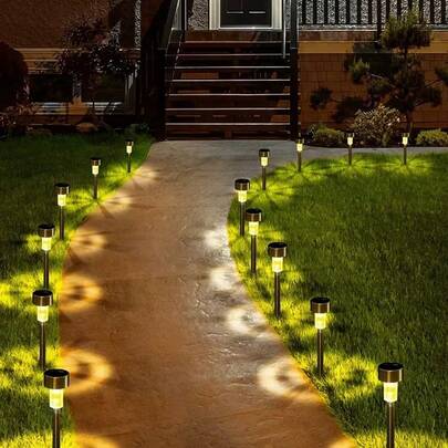 10 piezas Luces solares impermeables para exteriores, jardín, paisaje, parque, villa. Luces solares para césped para fiestas, bodas, veladas. Encendido automático.