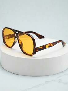 1pc Unisex Square Large Frame High-Quality Stylish Glasses, Suitable Driving, Casual, Holiday Travel, Party And Daily Use CHW9 - sss龜殼框紫色錠劑 - 查看 9