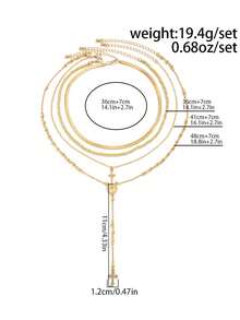 Set de 4 collares con baño de oro de 14k, multicapa, con cuentas y cruces y Virgen María, adecuado para vacaciones, oración,