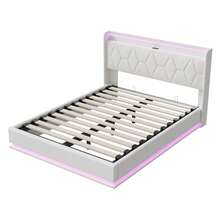 Caluself Stauraumbett 140 x 200 cm mit Lattenrost, gepolstert, Doppelbett für Erwachsene, Stauraumbett 140 x 190 cm mit Lattenrost, ohne Matratze