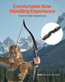 Recurve Bow And Arrows Kit, 60 Inch Wooden Takedown Bows, Right Handed Ergonomic Archery Recurve Bow Package, Longbow For Outdoor Target Training Practice Hunting, Beginners To Advanced, 30 Lbs - 60 Inch - View 2