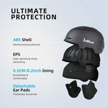 JetBlaze 1 PC Ski Helmet With Free Balaclava, Adjustable Size & Removable Ear Pads, For Men Women Winter Sports. - Multicolor - View 4