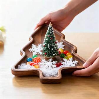 圣诞树托盘、盘子、零食糖果托盘、饼干托盘、圣诞节储物装饰托盘、水果沙拉面包托盘、圣诞树星创意托盘，可清洗