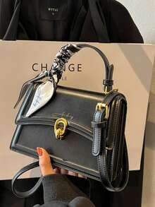 女士小方包，配有丝带，可定制姓名，独特礼物，时尚高端风格，时尚百搭的单肩包/斜挎包，质感手提包，女士外出必备小方包，多功能单肩斜挎包，外出、购物、商务旅行、旅游、工作、返校、上课必备，送给女友、老师、闺蜜和母亲的贴心礼物 - 彩色 - 查看 8