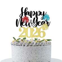2026 新年快乐蛋糕装饰烟花庆祝蛋糕精选，适合除夕/新年派对装饰 - 彩色 - 查看 1
