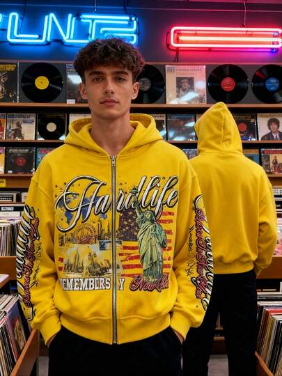 Streetwear Zip-Up Hoodie | Unisex Oversized Graphic Pullover | Y2K Vintage Style