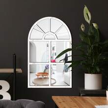 1 Pieza Espejo de Pared con Estilo Artístico Renacentista con Marco de Ventana de Madera Blanca para Decoración de Sala de Estar, Decoración DIY, Decoración del Hogar, Espejo de Pared, Regalo de Inauguración de Casa, Decoración de Cocina, Decoración de Jardín