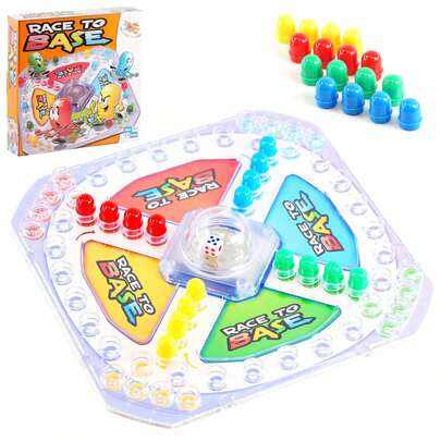 The Magic Toy Shop Race To Base Board Game - Classic Pop A Dice Ludo Set For 2-4 Players, 16 Counters - Traditional Indoor Toys For Family Party Games