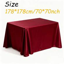 1pc Elegant Satin Tablecloth, Wedding Decoration Rectangular Tablecloth, High-Quality Polyester Satin Texture, Suitable For Weddings, Birthdays, Restaurants, Home Gatherings, Outdoor Parties, Tabletop Protection Cover, Tabletop Decoration And Party Tablecloth, Christmas Party Napkin - Burgundy - View 19