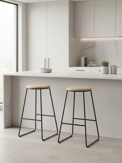 ARISE - Taburete de Bar Alto de Madera y Metal, Silla Alta Industrial para Cocina, Comedor o Sala de Estar, Diseño Moderno, Sin Montaje, 42x42x71cm