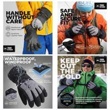 - Guantes de invierno para hombre, guantes de esqu, guantes de nieve para adultos para hombres y mujeres, guantes de snowboard y guantes de esqu, guantes impermeables y guantes - XS - Ver 2