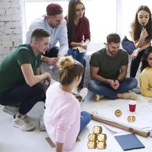 5pcs Gold Square Metal Dice Set With Storage Box - Heavy Duty Aluminum Alloy 6-Sided Dice, Rectangular Box, Smooth Rounded Edges, Elegant Gold Color, Suitable For Board Games, Party Games, D&D, RPG - Portable & Durable, Clear Readable Numbers, Ideal Gamer Gift, With Gold Grid Pattern For Easy Transport, Perfect For Tabletop And Card Games, Game Dice, Essential For Parties, Fashionable Metal Surface, Durable Game Piece, Suitable For Casual Or Formal Gatherings - Multicolor - View 6