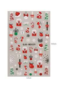 2 piezas Pegatinas de arte de uñas de Navidad con diseños de copos de nieve, Papá Noel, campanas, árbol de Navidad, gorro de Navidad, reno y muñeco de nieve, con acabado de relieve 5D exquisito y fácil aplicación para decoración de uñas, manualidades, regalos, maquillaje de fiesta, estilo Y2K