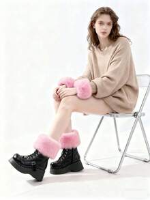 1 Pair Fashionable, Elegant And Soft Faux Fur Arm Warmers, Warm And Cozy For Outdoor, Casual, Vintage, Party, Boho, Polyester, Suitable For Autumn/Winter - A - View 17