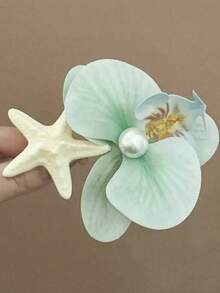 4 piezas de elegantes pasadores de pelo con forma de estrella de mar, concha y orquídea simulada, en estilo de resort de playa, accesorios de pelo versátiles para mujeres, accesorios para el cabello, accesorios para la cabeza - Multicolor - Ver 21