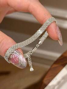 1pc Luxury Rhinestone Vintage Palace Style Strap Bracelet, Retro Minimalist Niche Design Satin Bracelet