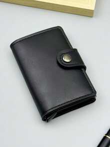 1pc Fashion Men's Wallet Imitation Carbon Fiber Card Box Automatic Bounce Aluminum Alloy RFID Card Box Anti Theft Swipe Clip Anti Demagnetization Card Package Shielding - Black - View 10