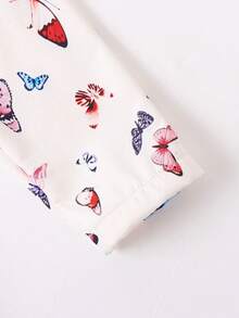 [Random Print Pattern] Girls Fashion Casual Butterfly Digital Print Hooded Long Sleeve Fleece Jacket, Versatile Elegant Sweet Outerwear For Older Young Girl, Autumn/Winter - White - View 4