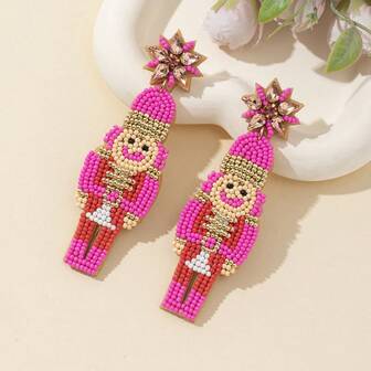 1 par handgjorda örhängen med nötknäppare och pärla för kvinnor