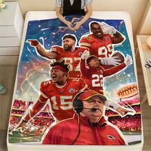 Kansas City Player Fleece Blanket - Vibrant Digital Print, Comfortable Design For All Seasons, Suitable For Bedroom, Sofa, RV, And Picnic, Perfect Gift For Sports Fans - Màu sắc hỗn hợp - Xem 5