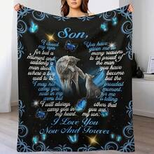 I'm Giving My Son A Fleece Blanket - A Heartwarming Design With Heartfelt Messages, A Heartfelt Message Design, Made With Love,Super Soft Flannel Printed  Blanket, As Birthday Gifts, Family, Wedding, Souvenir Blankets, Polyester Blankets Suitable For All Seasons, Washable, Machine Washable, Lightweight, Breathable, Comfortable, Warm, Unique, 280gsm For HimPersonalized Ideal Gifts For Her.  Perfect Nap, Camping, Travel, Home, Daily Life, Office Decoration, Birthday, Anniversary, Valentine's Day, Thanksgiving, Christmas, Halloween, Wedding, New Year Gifts ,Sofa,Bed,Car,Bedroom,Living Room,Office,  Outdoor Camping, Beach,Wall Decoration - 多色5 - 查看 1