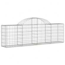 vidaXL Gabione Mit Hochbogen 200x30x60/80 Cm, Verzinktes Eisen - Silber - Übersicht 2