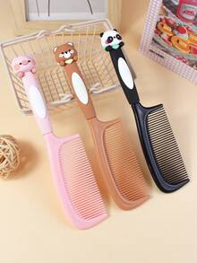 1 件可爱卡通动物风格梳子，适合儿童、幼儿和成人的便携式美发工具 - 彩色 - 查看 1