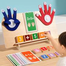 The Latest Wooden Arithmetic Learning Board For Children Over 3 Years Old - Teaching Toys With Number Blocks And Math Operation Cards, Interactive Addition And Subtraction Cognitive Tools, Early Use. - Red and Blue (1pcs) - View 4
