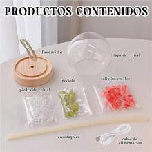 DIY Lámpara de Noche Creativa Cubo Tulipán - 12x12cm, Lámpara Tulipán con Espejo, Decoración Romántica de Mesa, Decoración de Boda, Salón, Dormitorio, Regalo para Novia, Familia, Fiesta de Amigos