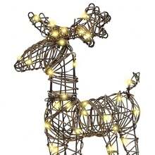 vidaXL Slitta da traino in renna, bianco caldo, 52,5 x 28 x 32,5 cm, in rattan - Beige - Visualizzare 3