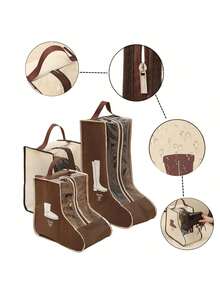 1 pieza Bolsa de almacenamiento de zapatos, Cubierta de zapatos a prueba de polvo, Hecha de tela no tejida y PVC con ventana transparente, Adecuada para botas altas y de tobillo de mujer, Con cremallera y asa, Material transpirable - Multicolor - Ver 1