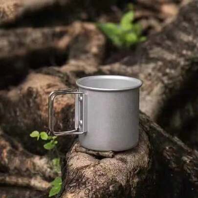 300 ml Tasse de camping pliable en aluminium pour café, tasses à bière de camping personnalisées avec poignée pliante, nouvelle arrivée