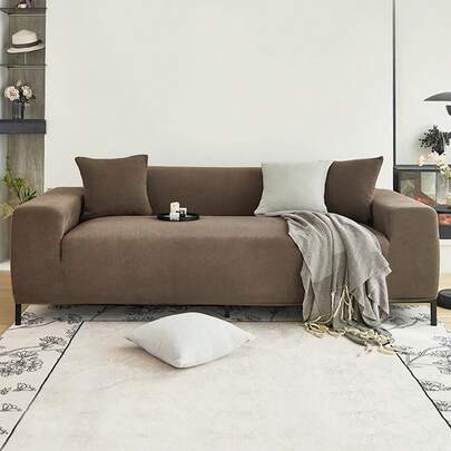 1pc Jacquard Striped Elastic Sofa Cover Thicken Anti-Slip Sofa Slipcovers For Living Room Bedroom Outdoor Sofa Protection Pet Stain Prevention 4-Season Sofa Seat Cushion Cover For L-Shaped Single Seat Recliner And 1/2/3/4 Seater Sofas Autumn Home Decor Autumn And Winter Thickened Edition Sofa Throw Cover